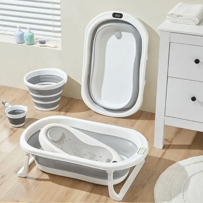 Bañera de ducha plegable de plástico portátil para bebés, juego de bañera para bebés y niños recién nacidos, gran oferta1722059717670175 1