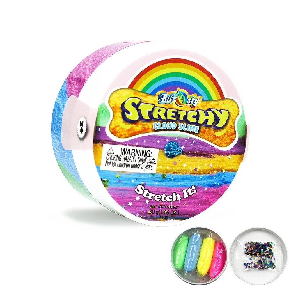 SISLAND Cotton Candy Slime - 4-farbiger Schaumton-Schleim, DIY-Schleimglas, flauschiges, super dehnbares Regenbogen-Schleimspielzeug für Mädchen und Kinder, glitzernd und süß duftend, perfektes Geschenk für Mädchen 1
