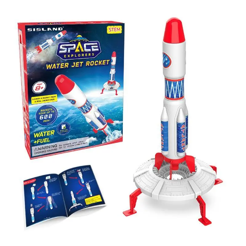 ウォータージェットロケットスプリンクラーおもちゃセット、発射台と箱のパッケージ付き、