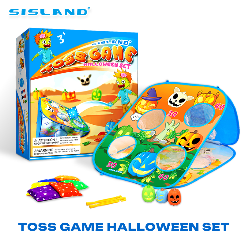 SISLAND Halloween Bean Bag Toss Game Foldable Cornhole Board Carnival Party Games for Kids Double-Sided Party Favors Indoor Outdoor Decor Yard Games 1