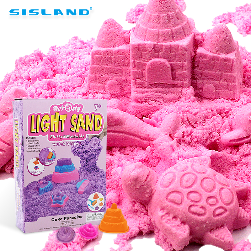SISLAND Light Sand cake dessert sensory toy DIY Toy Gift Box for Family Party, Indoor Play, Birthday Present magic sand for kids 1