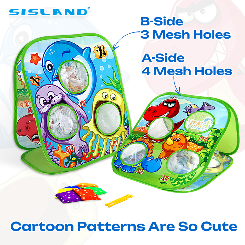 SISLAND Dinosaur theme Bean Bag Toss Game Toy Outdoor Toss Game, Outside Lawn Party Activities Toy Gift for Boys Girls Age,Double Sided  Backyard Beach Yard Outdoor Toys for Toddler 1