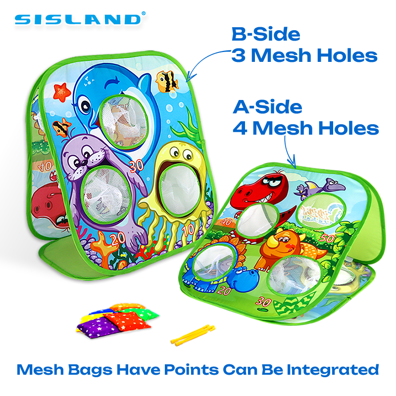 SISLAND Dinosaur Bean Bag Toss Game Toy Outdoor Toss Game, Outside Lawn Party Activities Toy Gift for Boys Girls Age,Double Sided  Backyard Beach Yard Outdoor Toys for Toddler 1