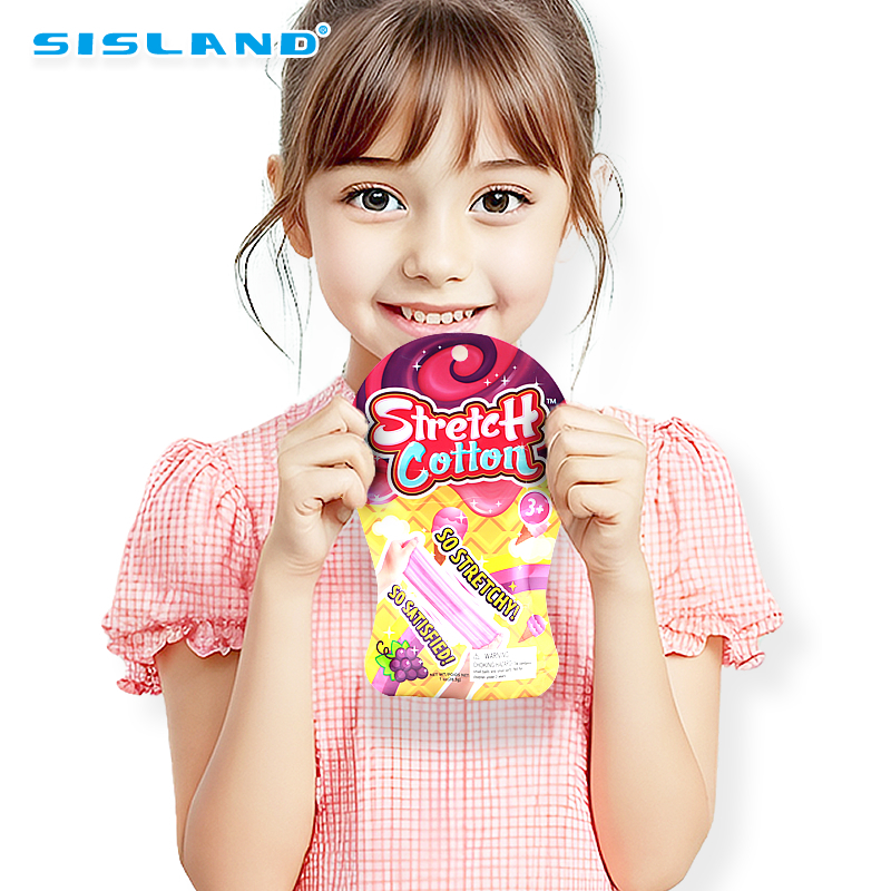 Fruit-Scented Cotton Slime in Grape, Peach, and Strawberry Flavors