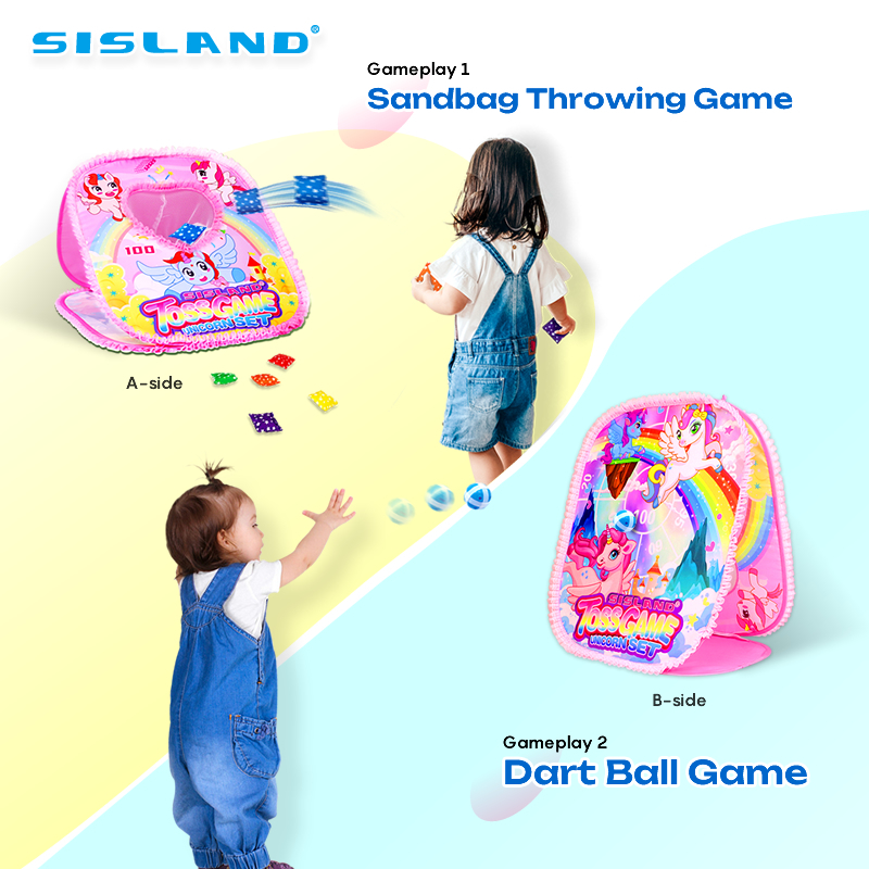 子供用のピンクのユニコーン投げダーツボード