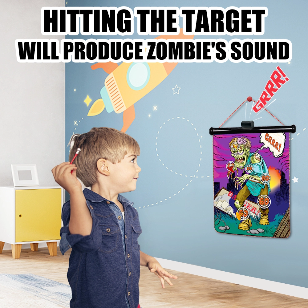 Магнитная мишень для дартса на тему зомби со звуковыми эффектами для детей — двусторонний дизайн