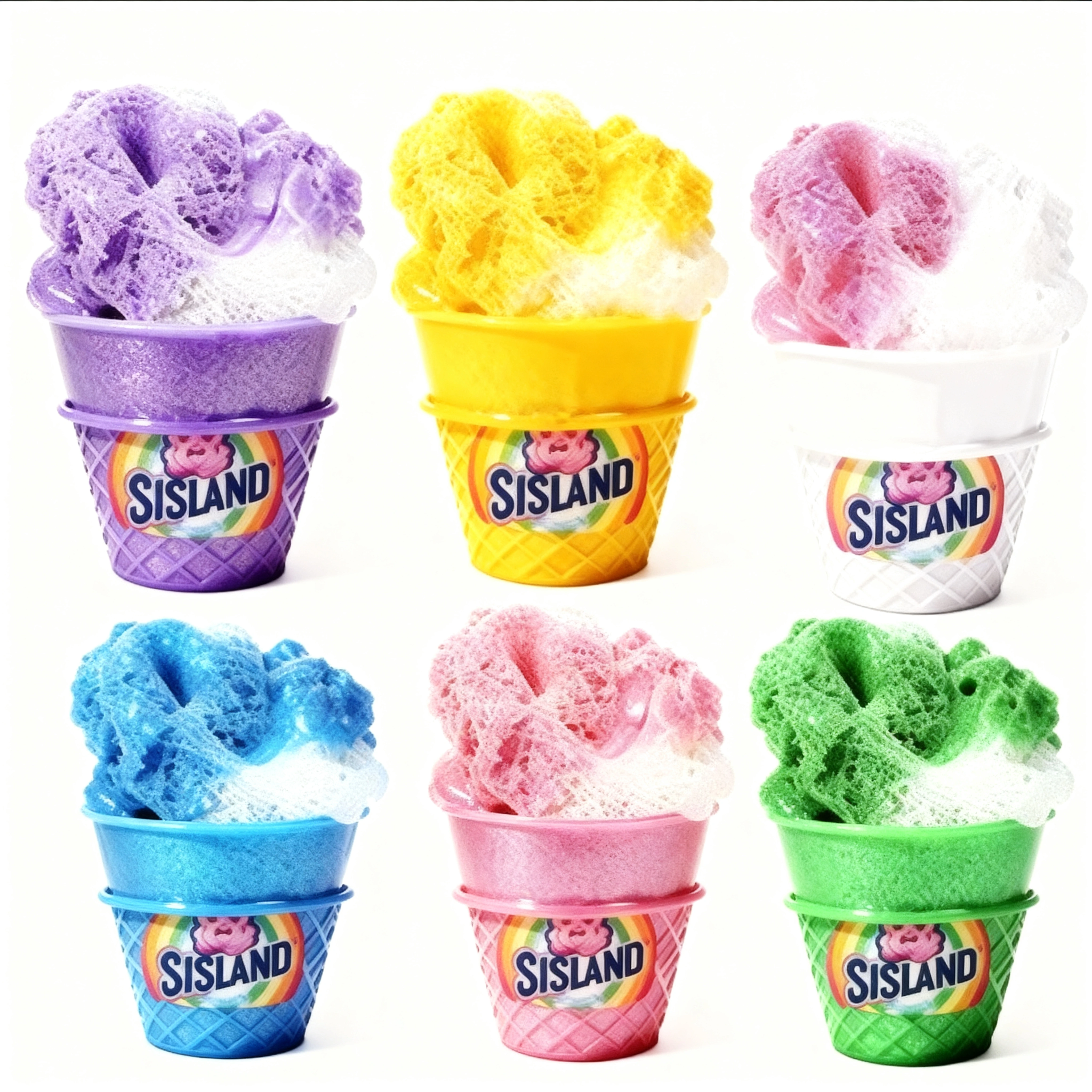SISLAND cotton cloud slime ice cream cups in assorted colors, fluffy cloud slime for sensory play and stress relief