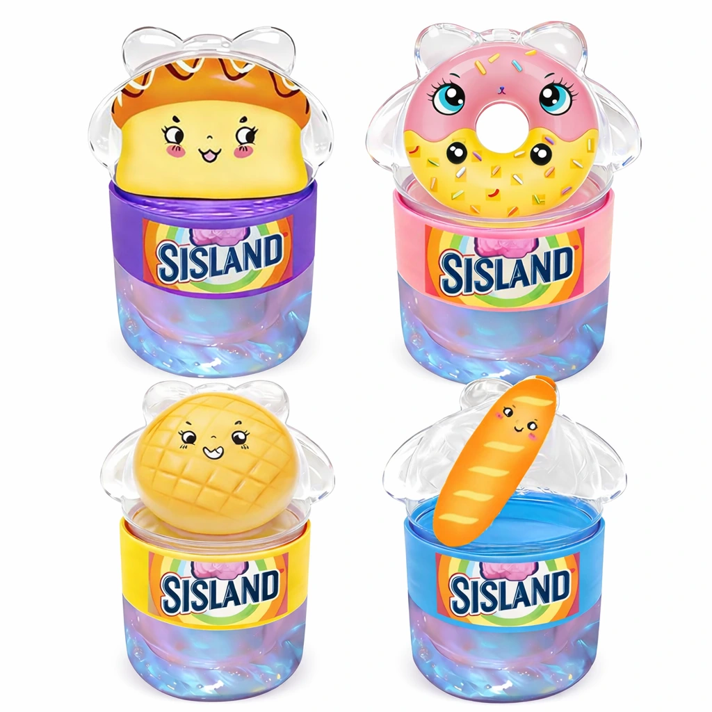 slime toy with bread squeeze topper