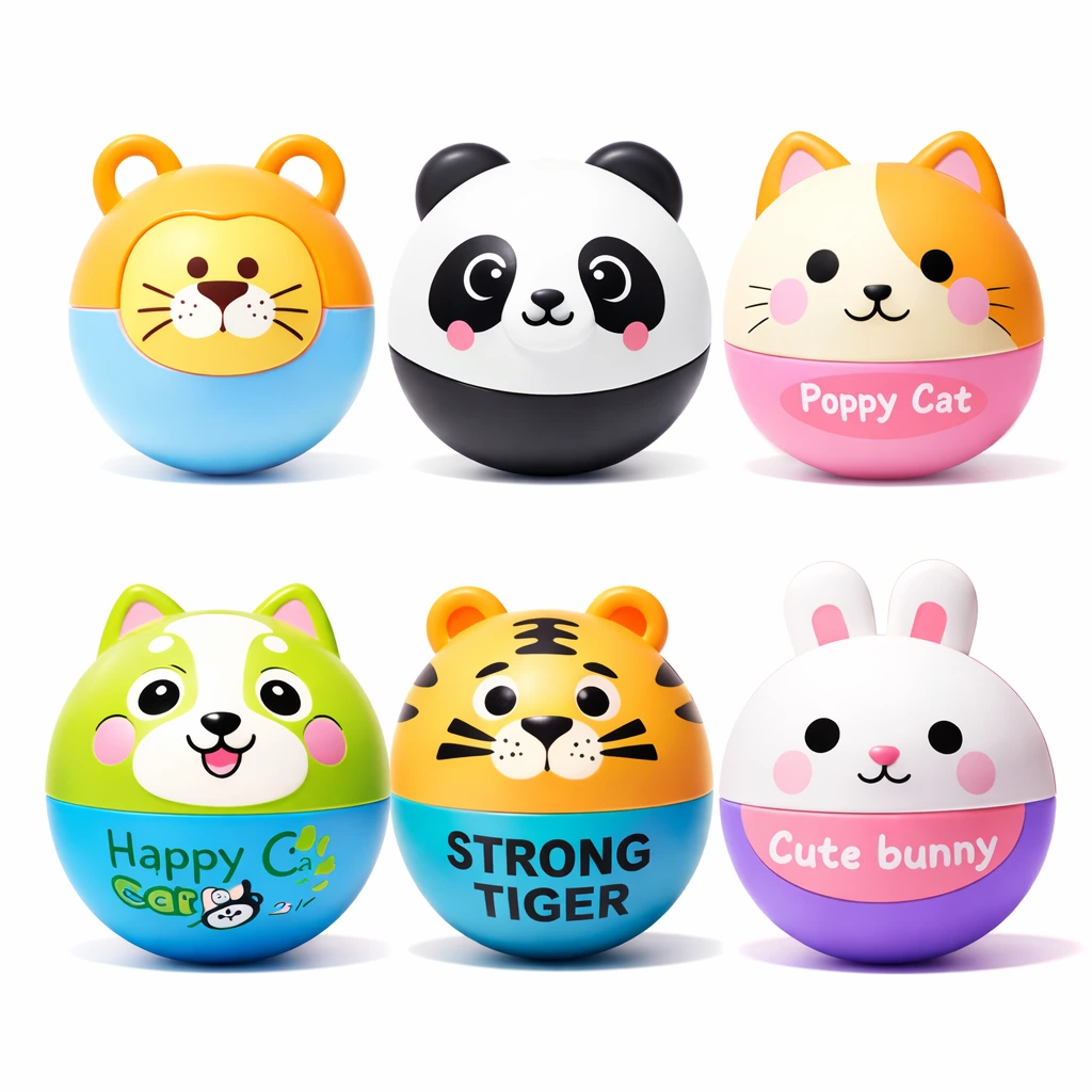 cute animal bounce balls set with tiger panda cat bunny dog designs