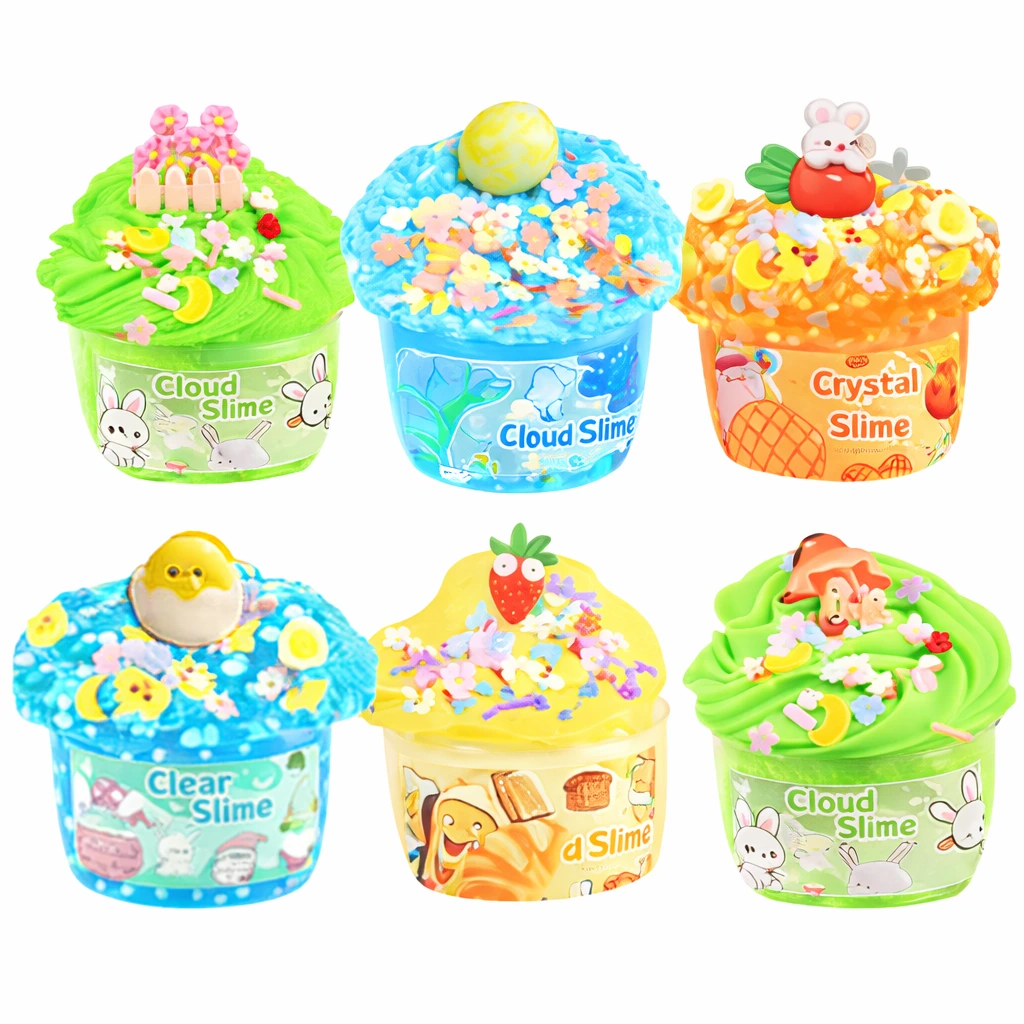 Easter themed slime set with cloud slime and clear glass slime