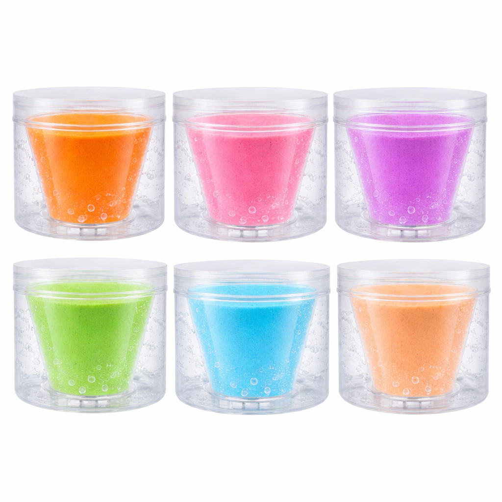 Slime bening berwarna-warni dengan set tanah liat lembut