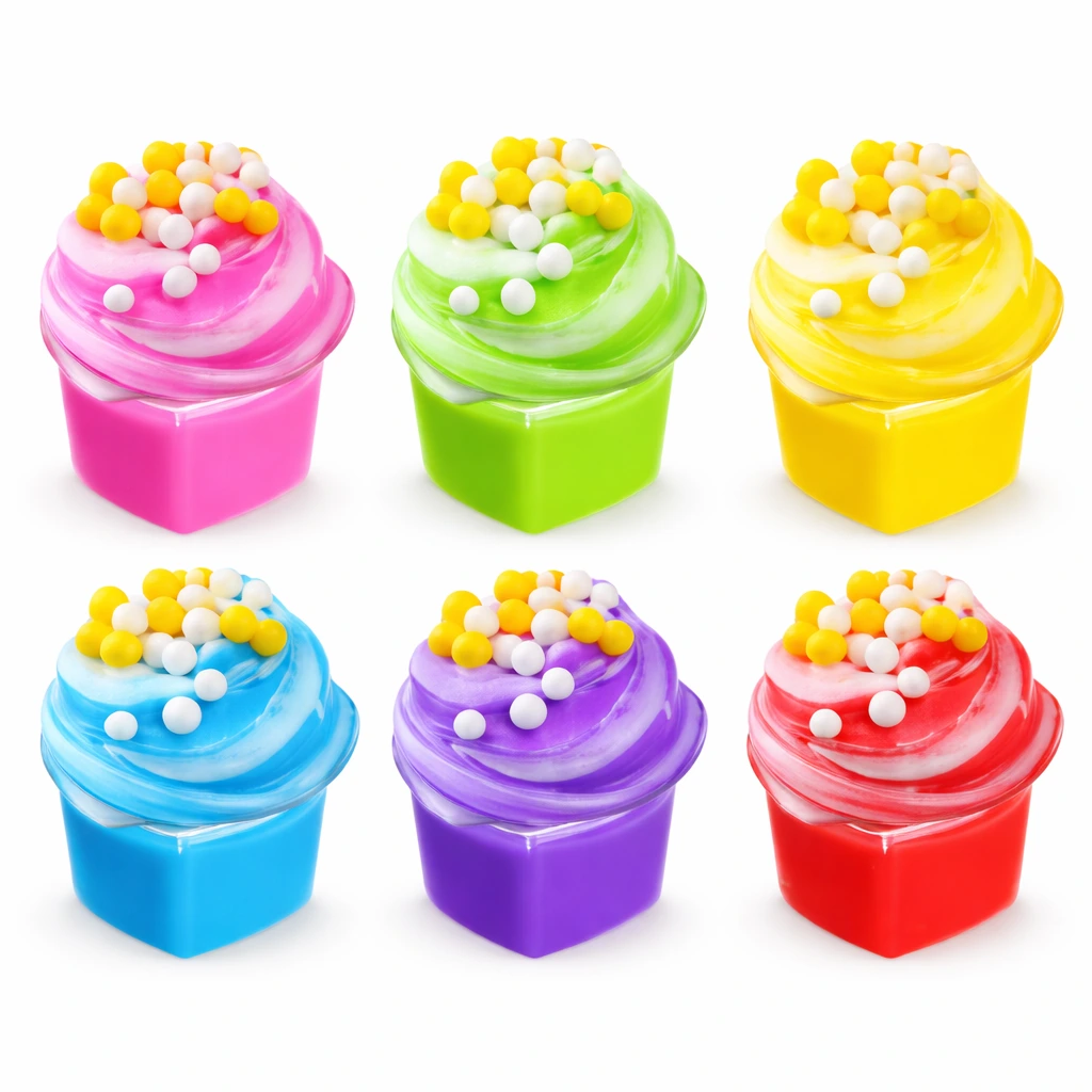 Красочный набор игрушек в виде чашки-сердечка с прозрачной слизью и глиной