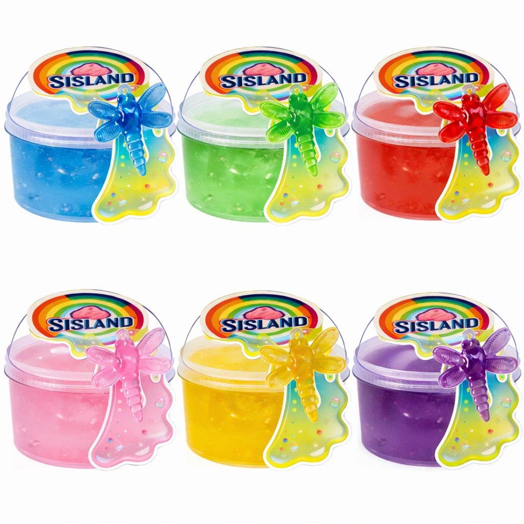 複数の色でトンボの魅力を持つ透明なクリアスライムセット