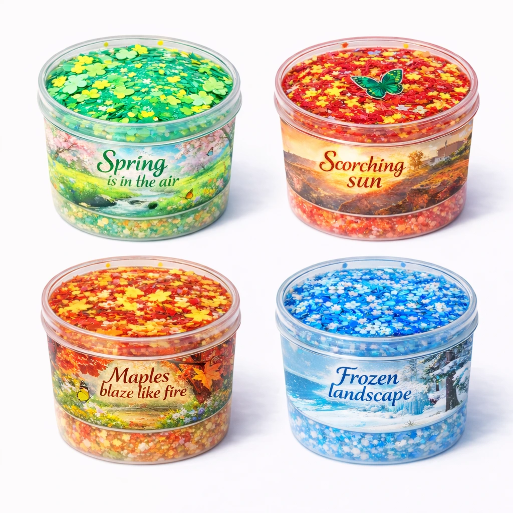 Clear slime with colorful mosaic confetti toys set