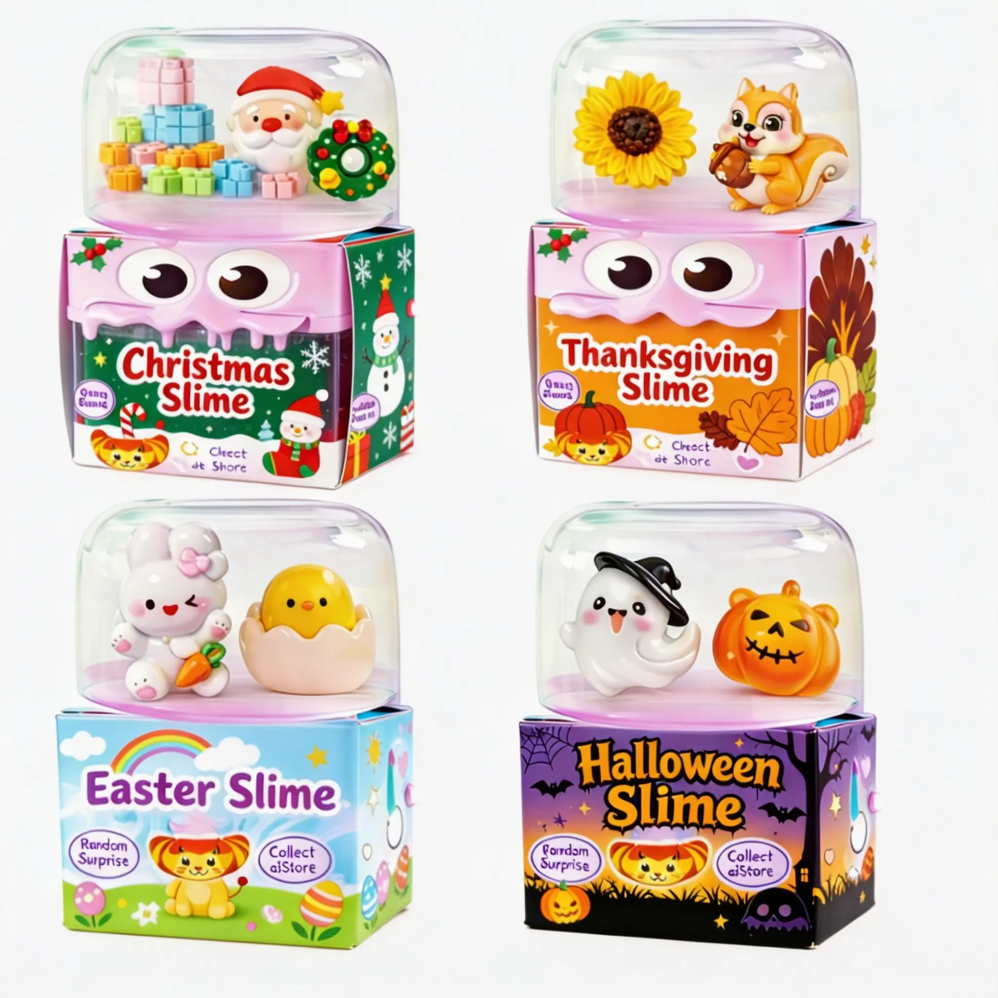 Holiday themed slime toy set including Christmas slime Thanksgiving slime Easter slime and Halloween slime