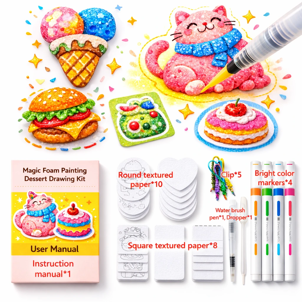 diy art magic foam texture painting kit contents for kids