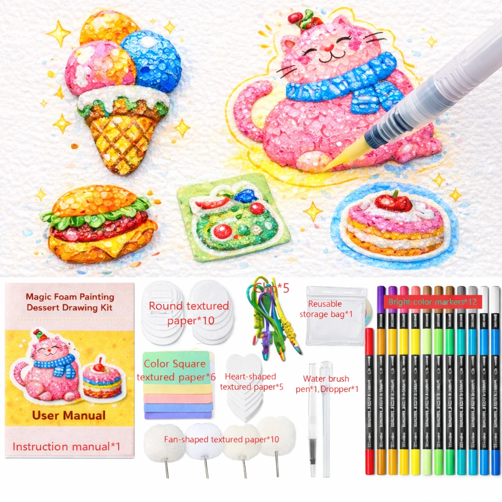 diy art magic foam texture painting kit contents for kids