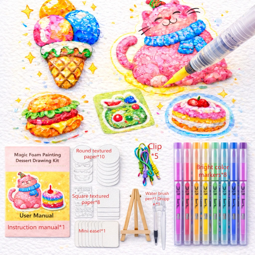 diy art magic foam texture painting kit contents for kids
