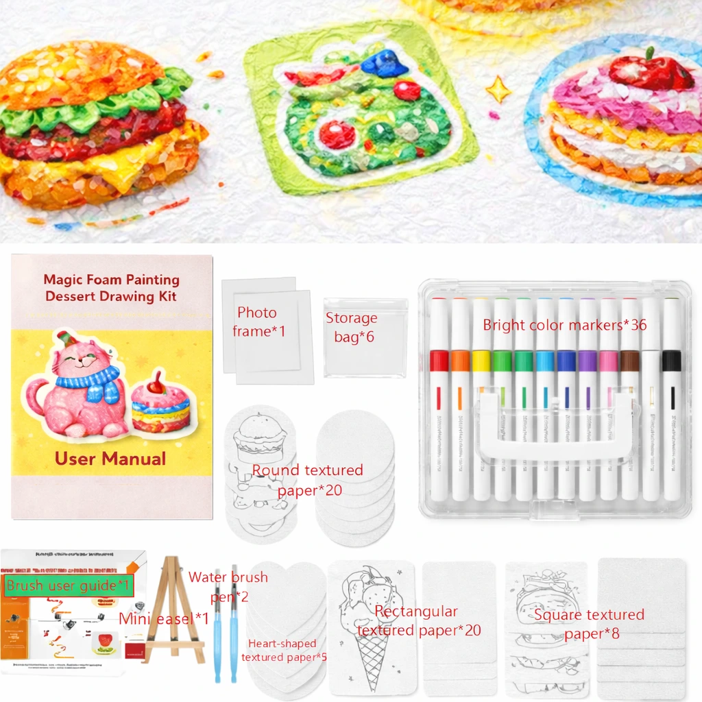 magic foam texture painting kit contents  for kids creative activity