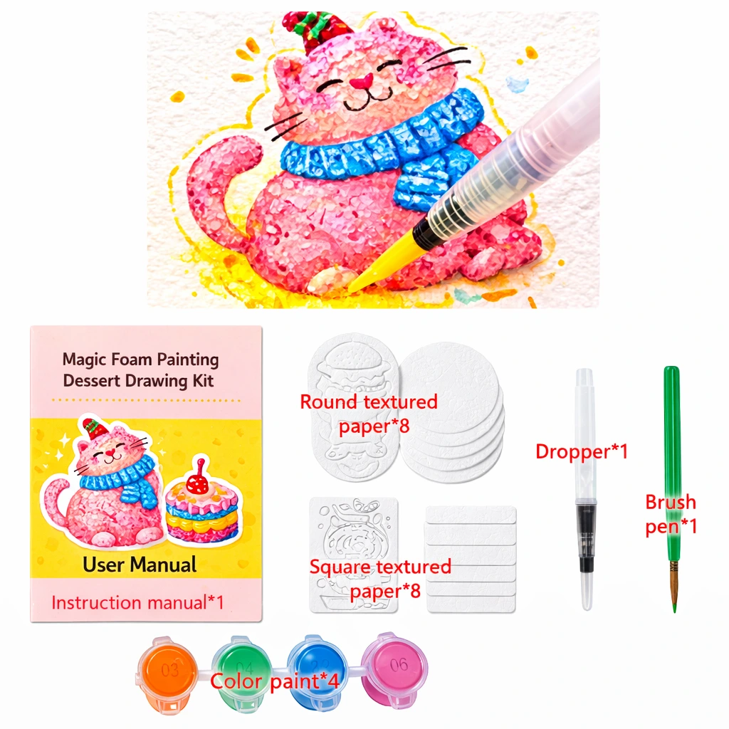 magic foam texture painting kit contents  for kids art craft