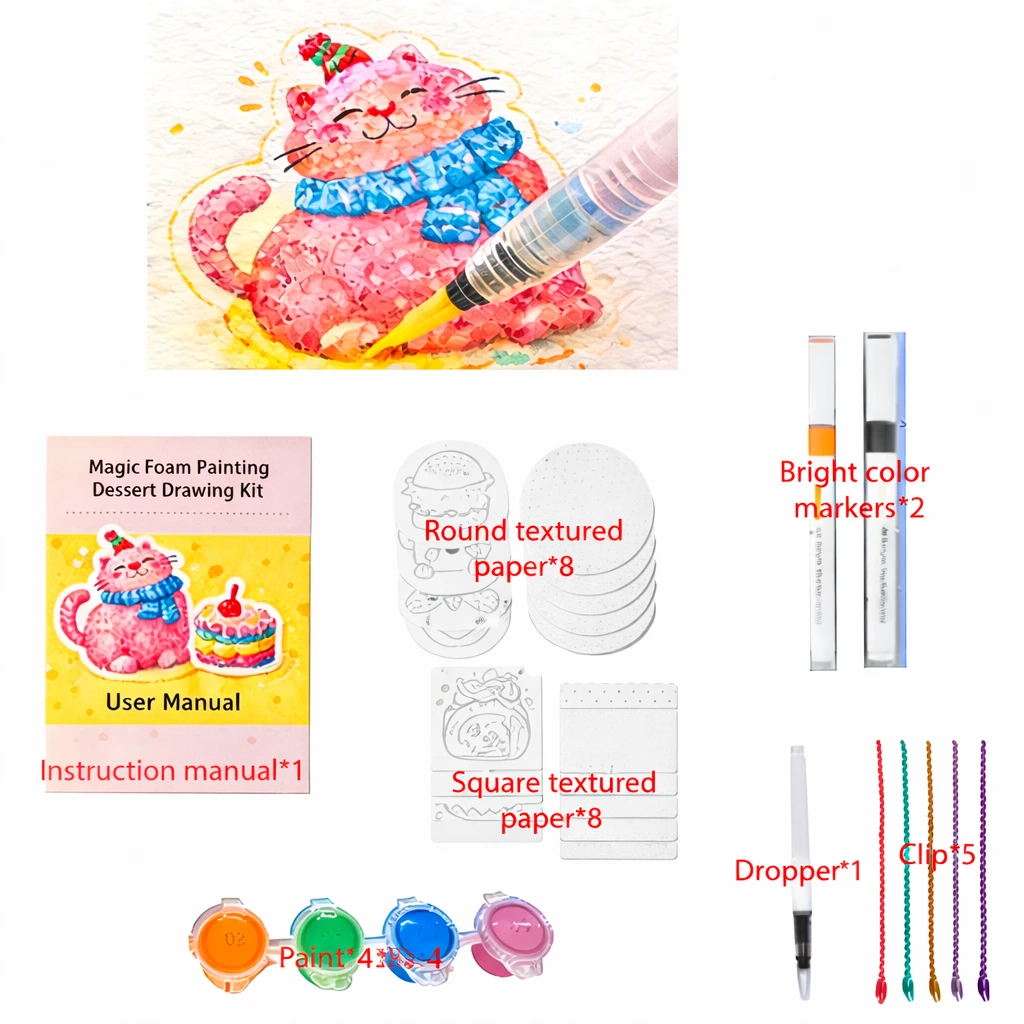 magic foam texture painting kit contents  for kids art craft