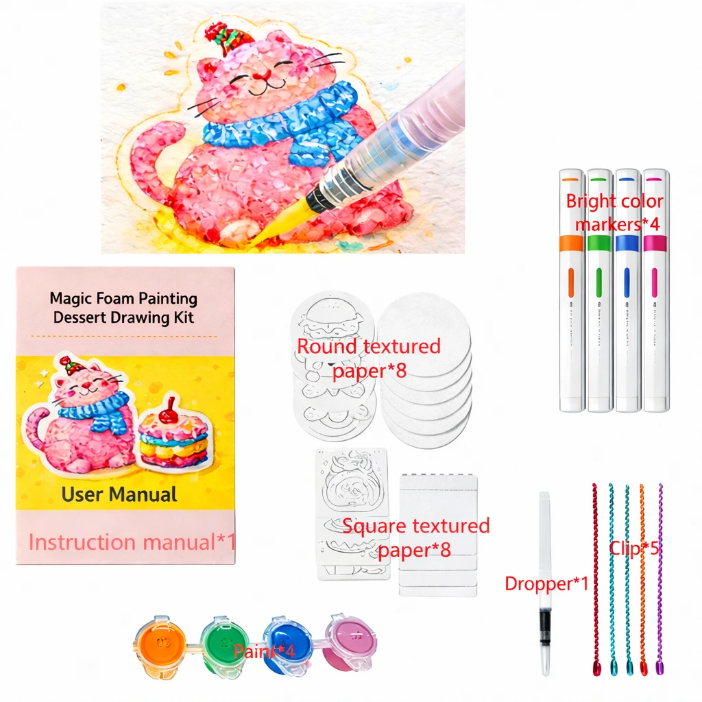 magic foam texture painting kit contents  for kids art craft