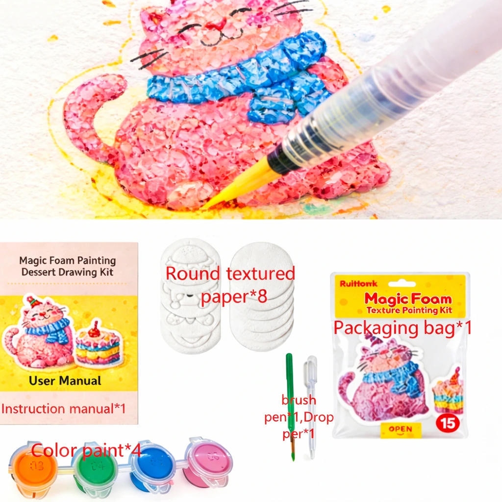 magic foam texture painting kit contents  for kids art craft