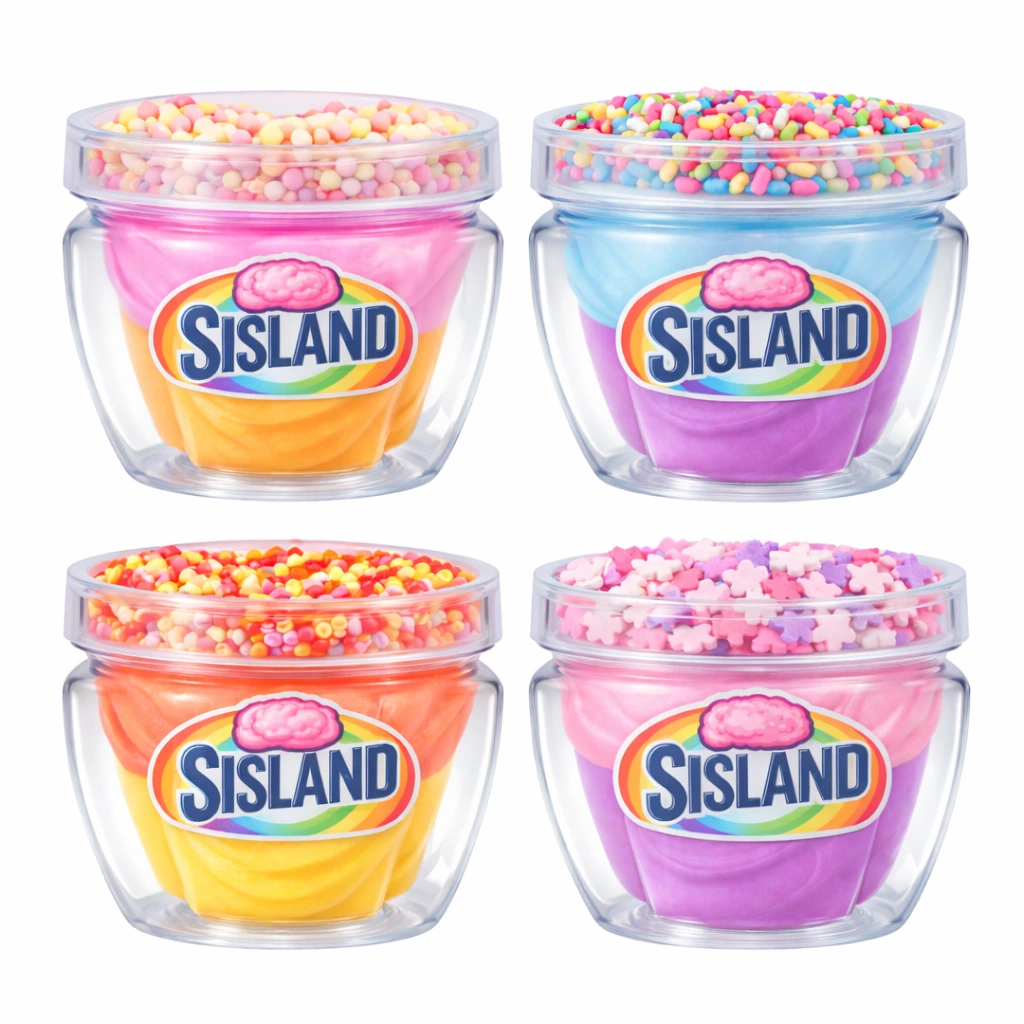 colorful butter slime toys set with foam beads 