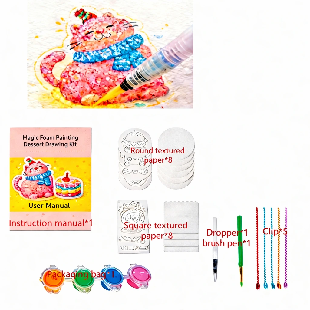 magic foam texture painting kit contents  for kids art craft