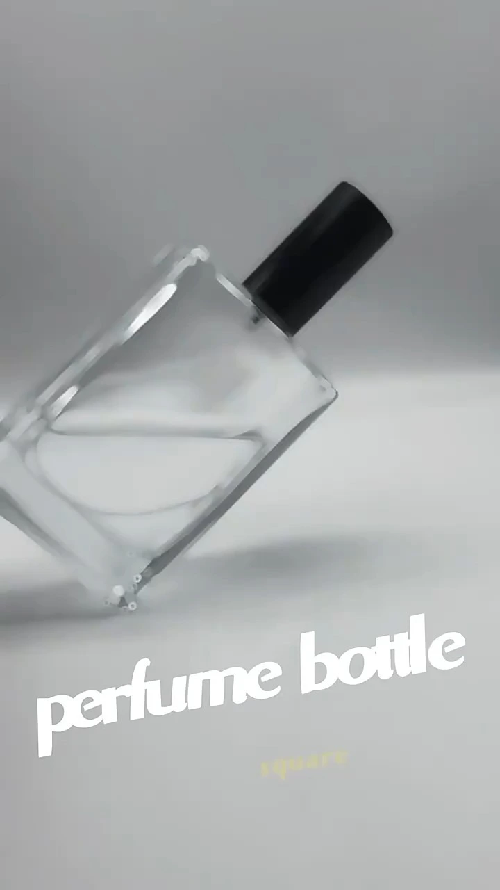 Einfache Luxus-Parfümglasflasche mit schwarzem Verschluss PB30 1