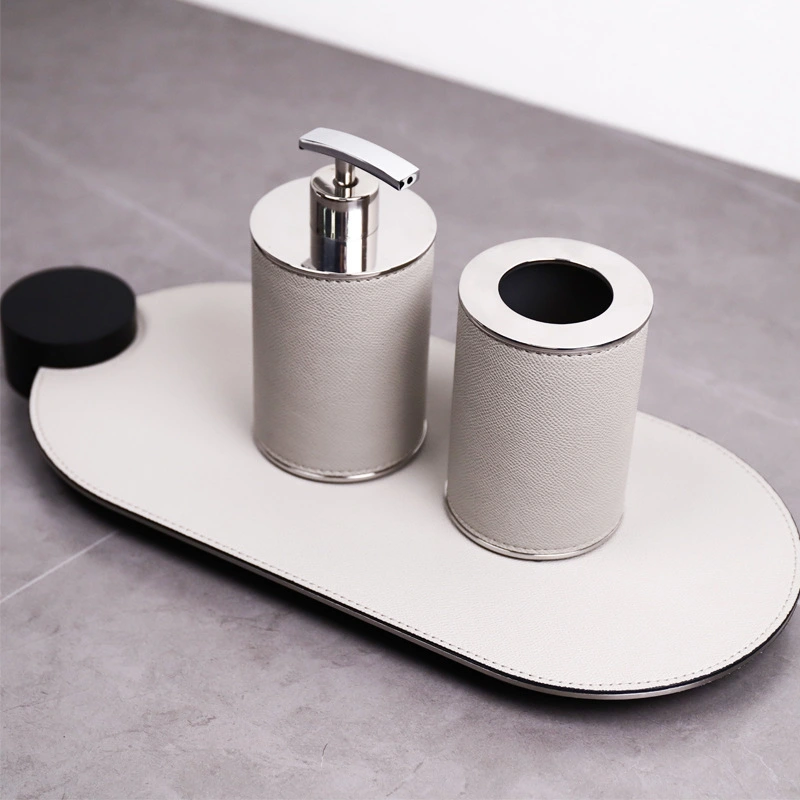 Leder-Metall-Badezimmer-Ornamente, moderner, einfacher Badezimmer-Seifenspender LB-B 1