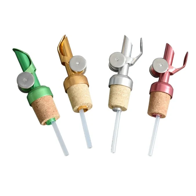 Weighted Stainless Steel Liquor Bottle Pourers Auto Flip Olive Oil Dispenser Spout Balsamic Alcohol Pourer Spouts with Cork Stopper 1
