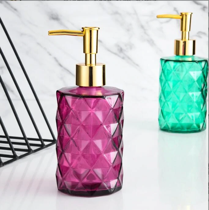 Diamond Fancy Glass Bottle With Soap Dispenser Pump 1