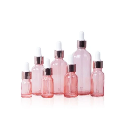 Customized High Quality 5ML, 10ML, 20ML, 25ML, 30ML, 50ML and 100ML Pink Glass Dropper Bottles 1