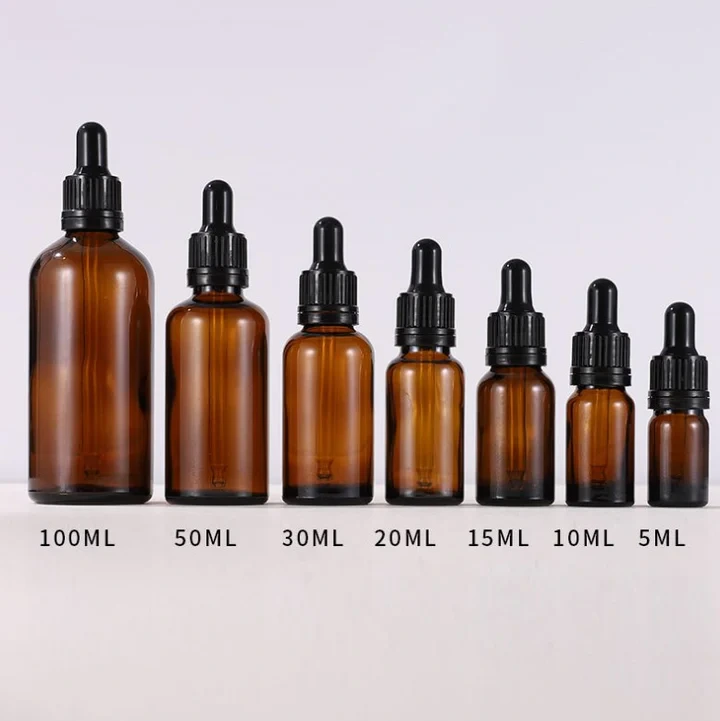 5ML, 10ML, 20ML, 25ML, 30ML, 50ML and 100ML Amber Glass Dropper Bottles with Tapered Glass Droppers 1