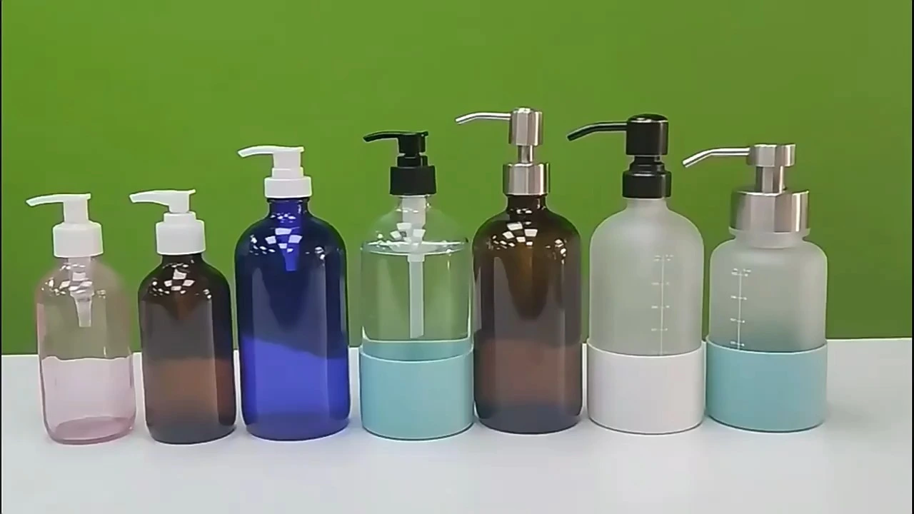 Bulk Round Boston Glass Soap Dispenser Bottles for Wholesale GB-02A 1