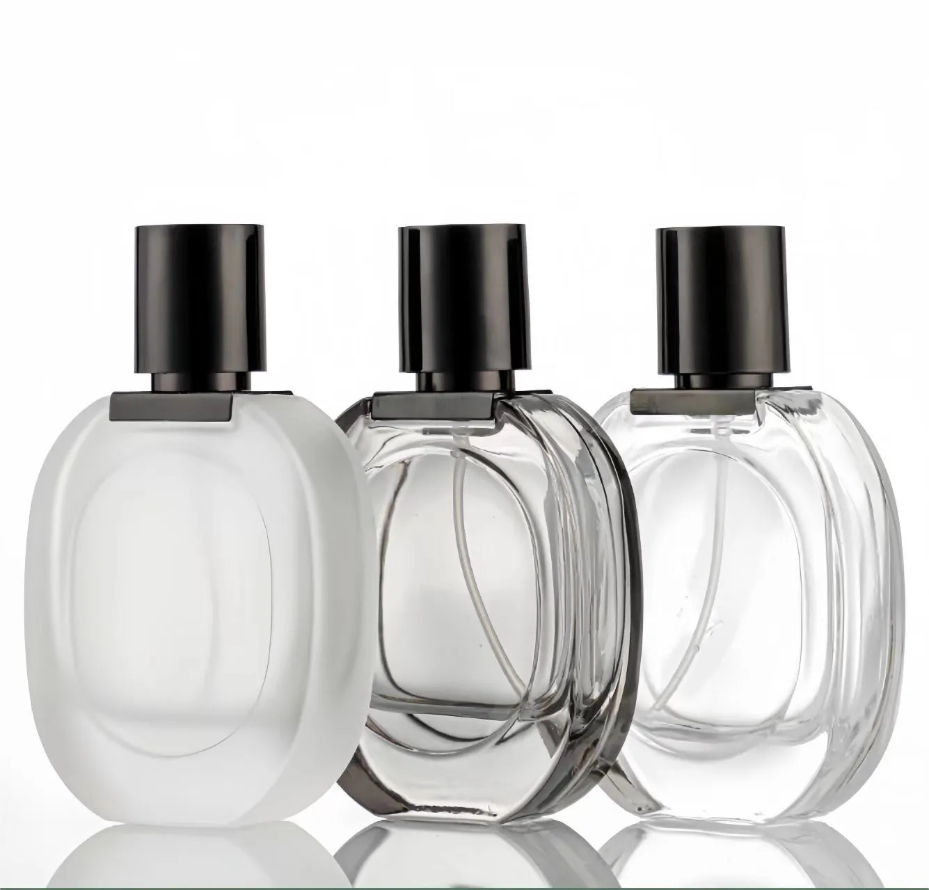 Simple Luxury Cosmetics Packaging Spray Perfume Glass Bottle with Black Cap PB-30-1 1