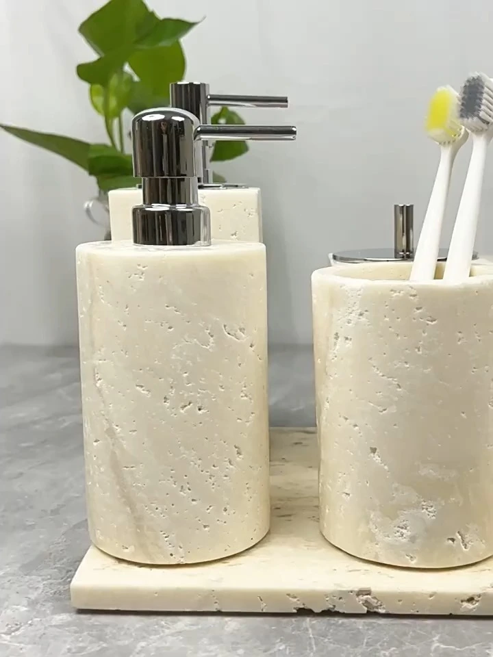 White cave stone volcano stone European light luxury bathroom five-piece set MB-21 1