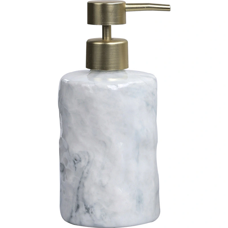 Irregular white gray marble European light luxury bathroom five-piece set MB-22 1