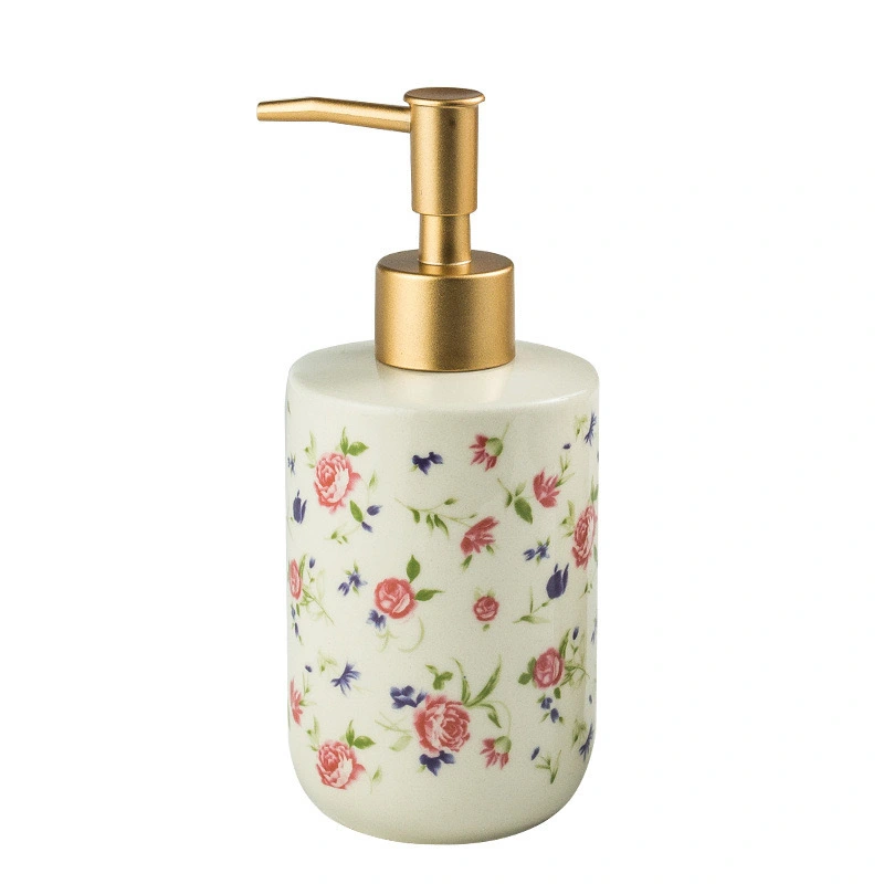 320ml cylindrical round bottom White Rose Ceramic Emulsion Mousse foam bottle CB-33 1