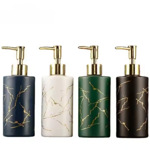 320ML Marble Texture Press Pump Bottle - Bathroom Universal Dispenser for Shampoo Body Wash Liquid Soap Lotion 1
