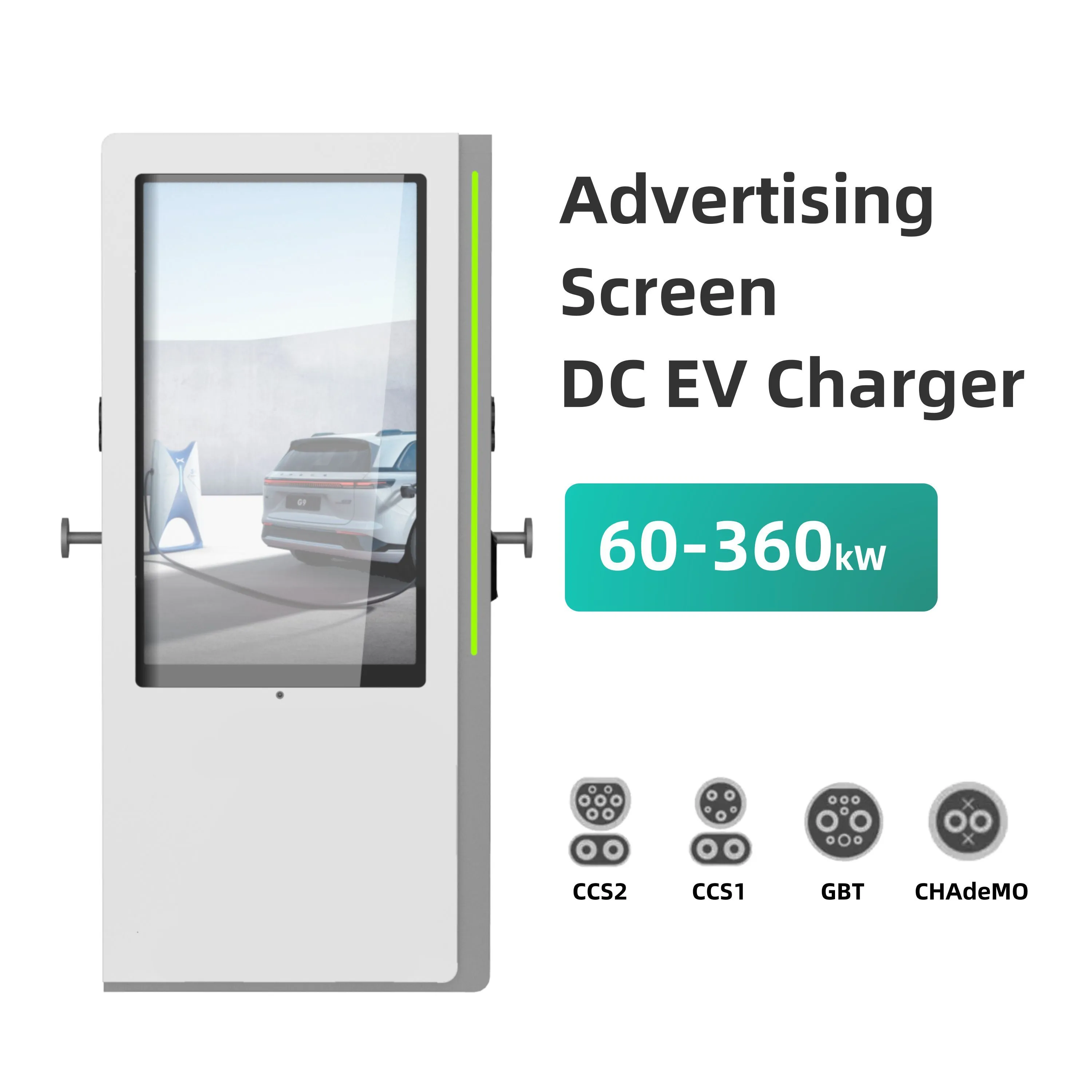Best Look 60KW 120KW 180KW 240KW 360KW CCS 2 Fast DC EV Charger Station With Big Advertising Screen 1