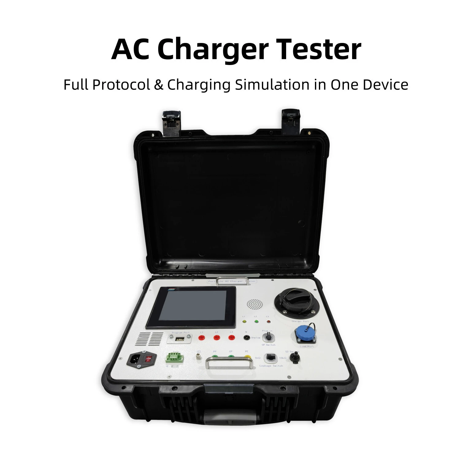 Portable AC EV Charger Tester GBT SAE IEC Type 2 Type 1 EV Charging Stastion Tester 220V 380V AC EV Charger Tester 1