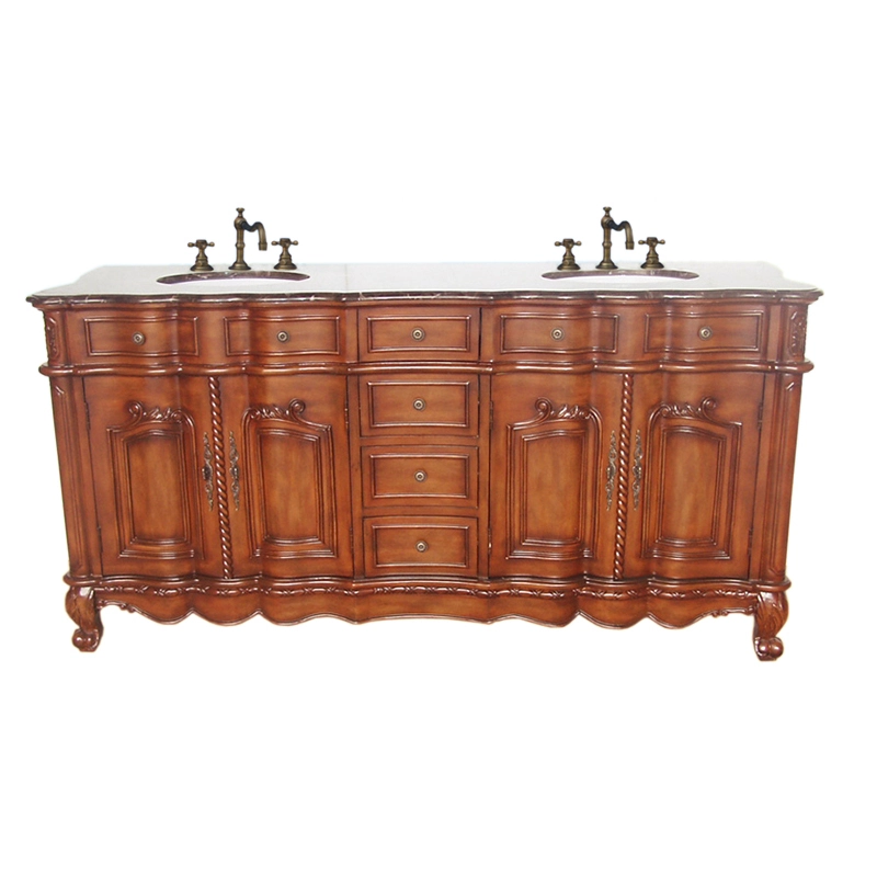 72 Inch High Quality Antique Double Sinks bathroom vanity, Solidwood Bathroom Cabinet,Classic Style, Elegant and Pracrical Double Praise 1