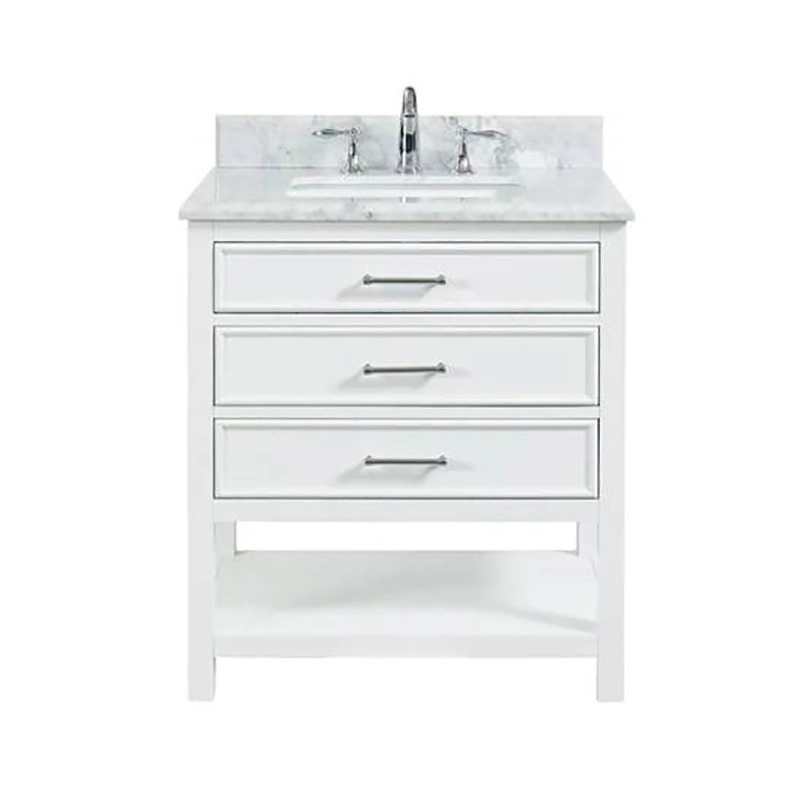 Modern simple White Furniture bathroom vanity 30 inch With Solid Wood 3 Drawers 1