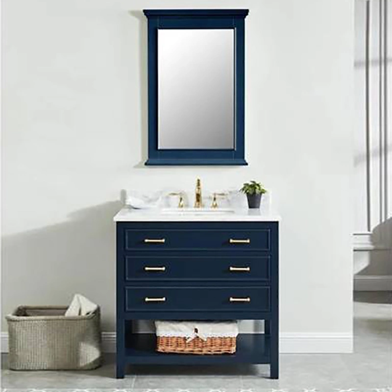 SolidWood+ MDF +Natural Marble bathroom Vanity 30 Inch with  Storage Cabinet 1