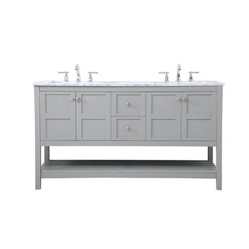 Solid Wood bathroom vanity cabinet natural marble Bathroom Vanity 60 Inch With 2 Drawers and 4 Doors 1