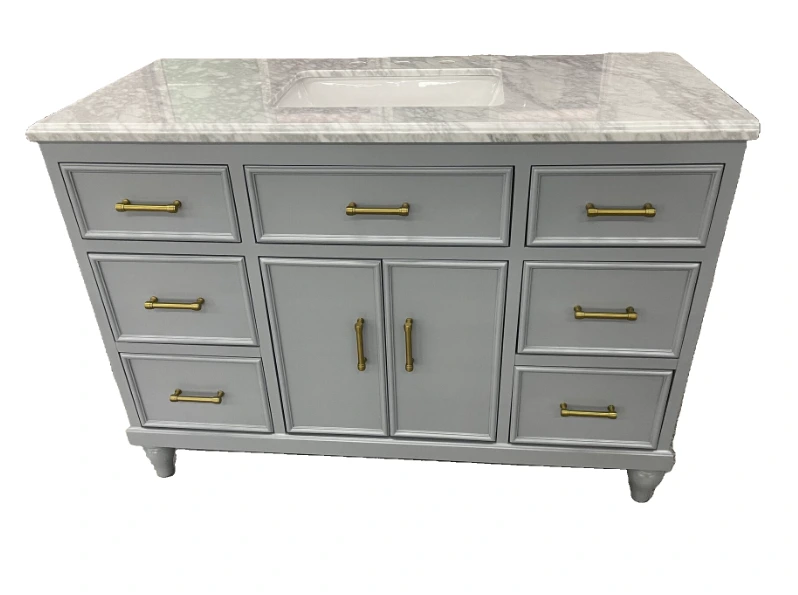 Solid Wood + MDF Floor Mounted Vanity Cabinet Bathroom Basin vanity 48 inch with single sink 1