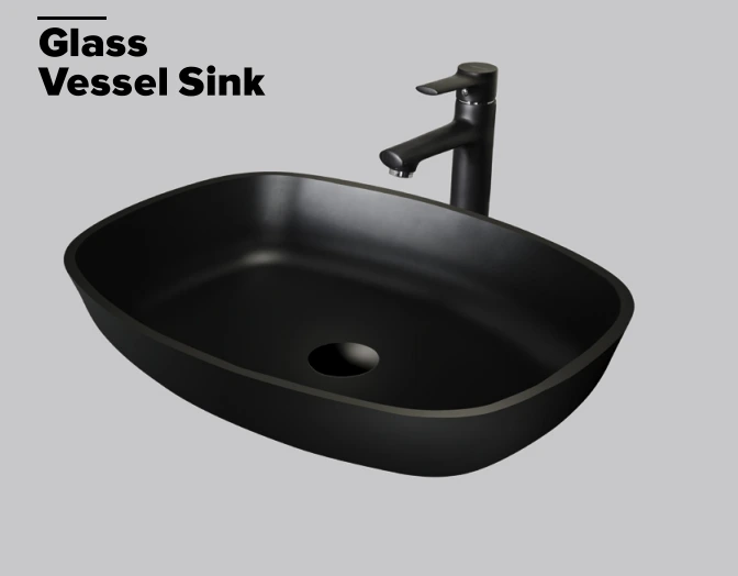 Matte Black Antique Modern Bathroom Vanity Top art tempered glass sink black glass bathroom sink 1