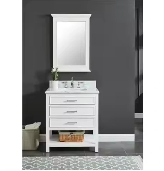 Supernalway Furniture 30 inch floor mounted modern white furniture bathroom cabinet home washbasin bathroom 1